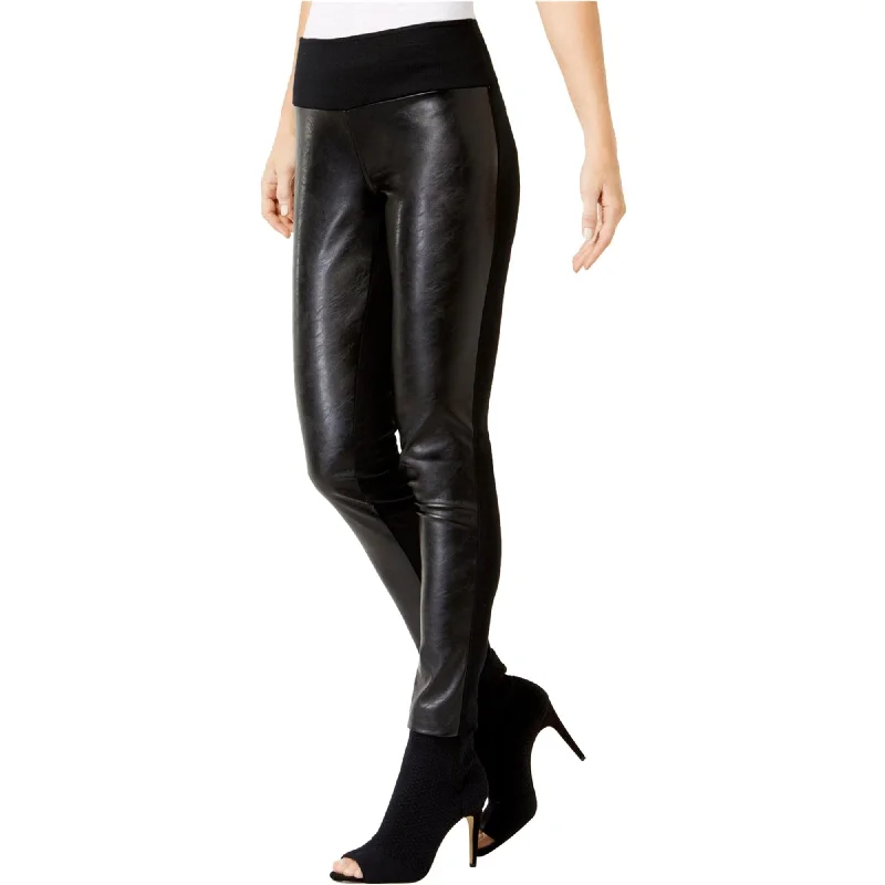 I-N-C Womens Faux Leather Casual Leggings, Black, 6 Short