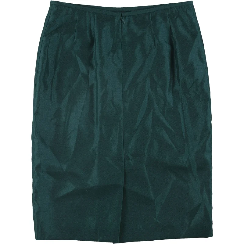 Le Suit Womens Shiny Pencil Skirt, Green, 4