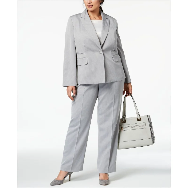 Le Suit Womens Striped Dress Pants, Grey, 14W