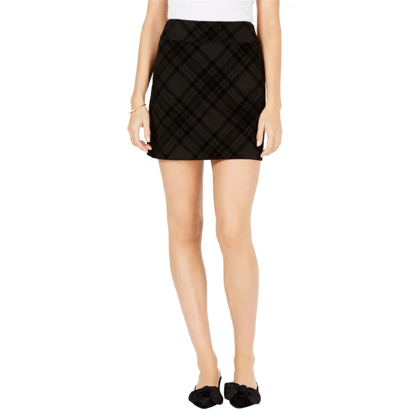 Maison Jules Womens Flocked Plaid Mini Skirt