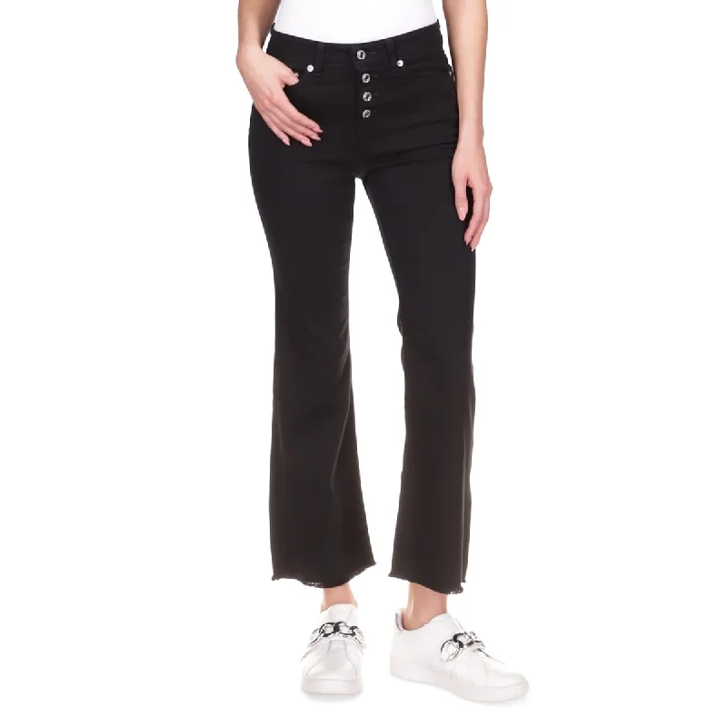 Michael Kors Women's Flared Frayed Hem Cropped Jeans Black Size 2 - 25