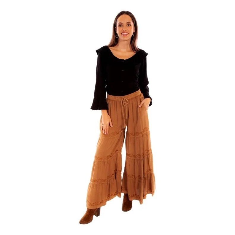 Scully Western Pants Womens Rayon Palazzo Flowy Wide Leg F0_HC867