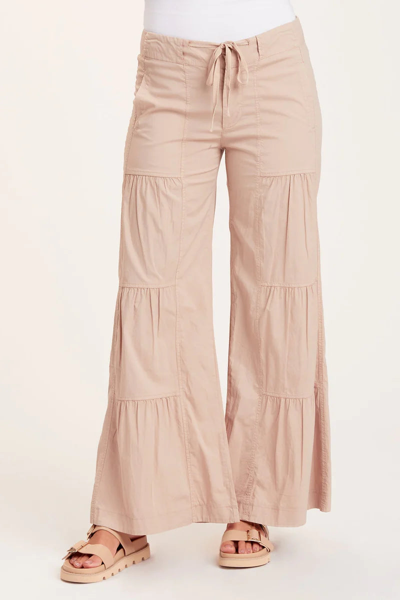 Terraced Wide Leg Pant - Sand