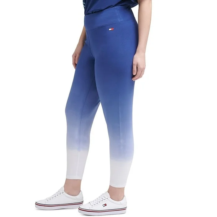 Tommy Hilfiger Women's Cotton Blend Active Wear Skinny Leggings Blue Size 0X