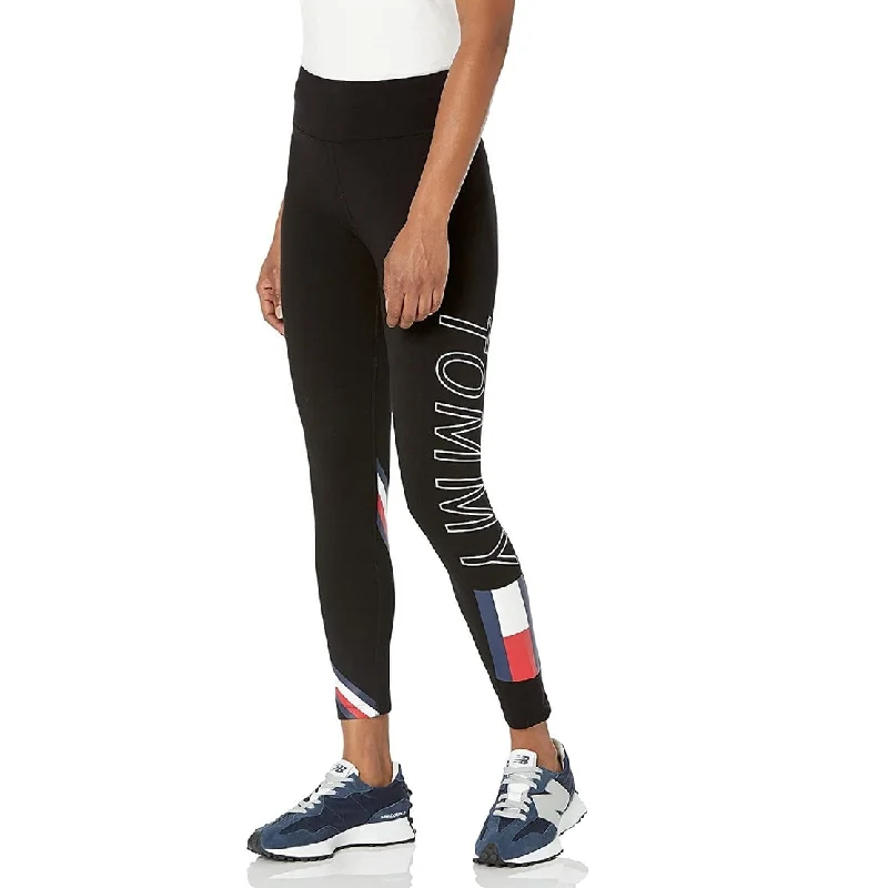 Tommy Hilfiger Women's High Rise Logo Leggings Black Size X-Small