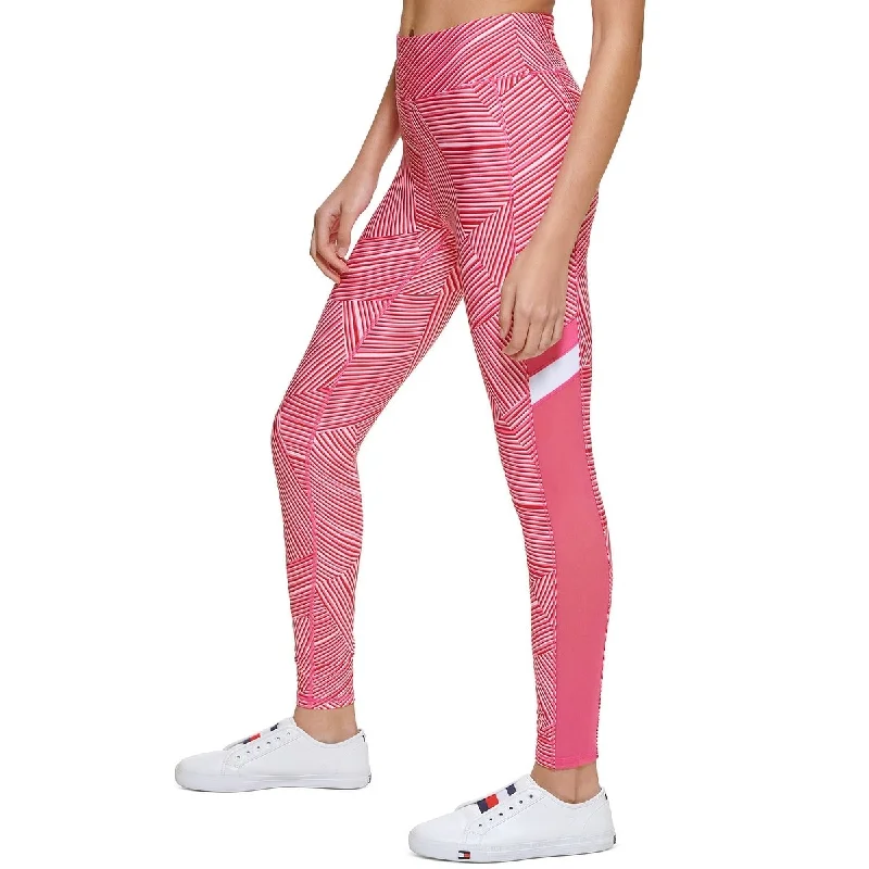 Tommy Hilfiger Women's Printed High Rise Leggings Pink Size X-Large