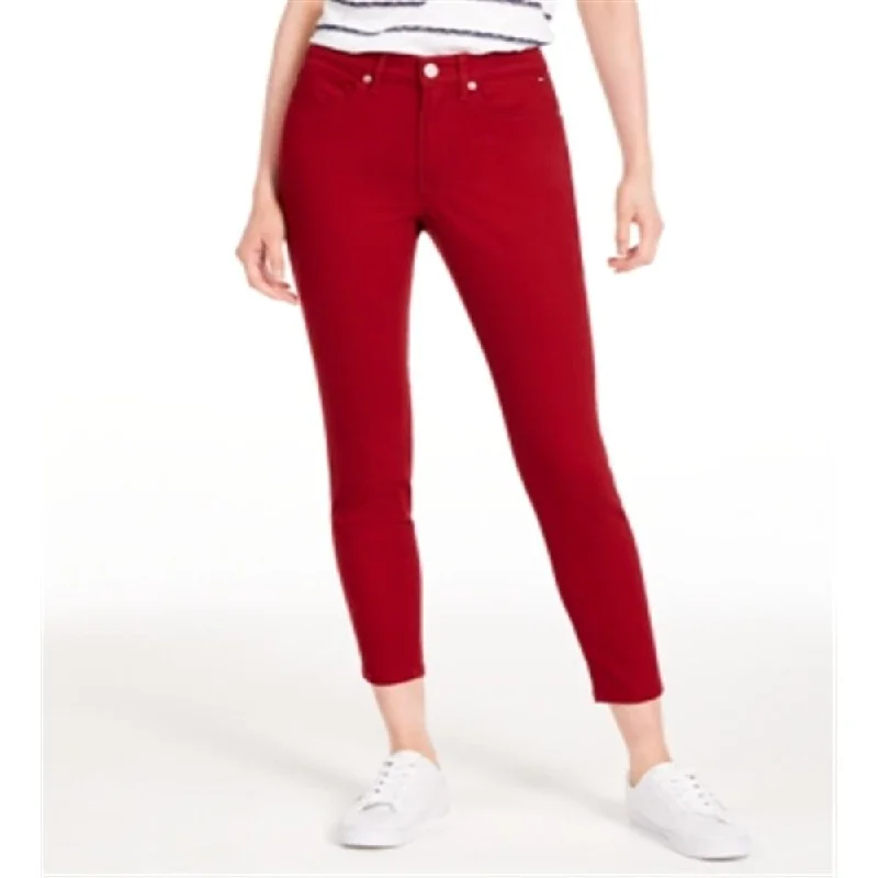 Tommy Hilfiger Women's Tribeca Skinny Cropped Jeans Red Size 4