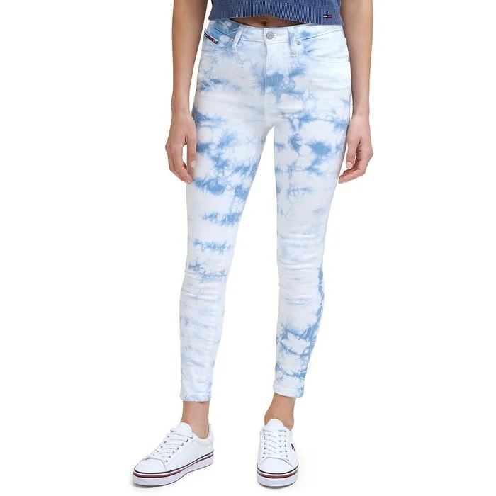 Tommy Jeans Women's Tie Dyed Skinny Ankle Jeans Blue Size 29