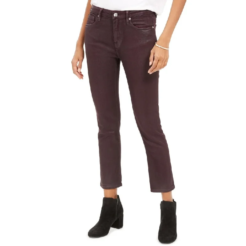 Vigoss Junior's Coated High Rise Straight Leg Jeans Purple Size 27