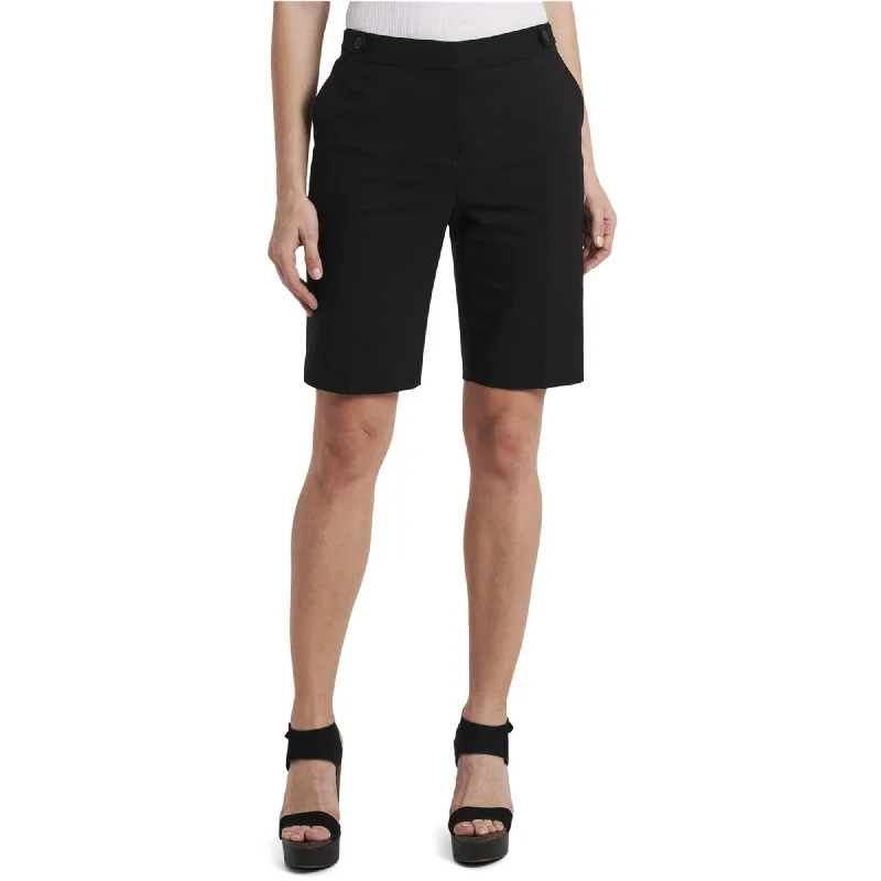 Vince Camuto Womens Solid Double Weave Casual Bermuda Shorts, Black, 12