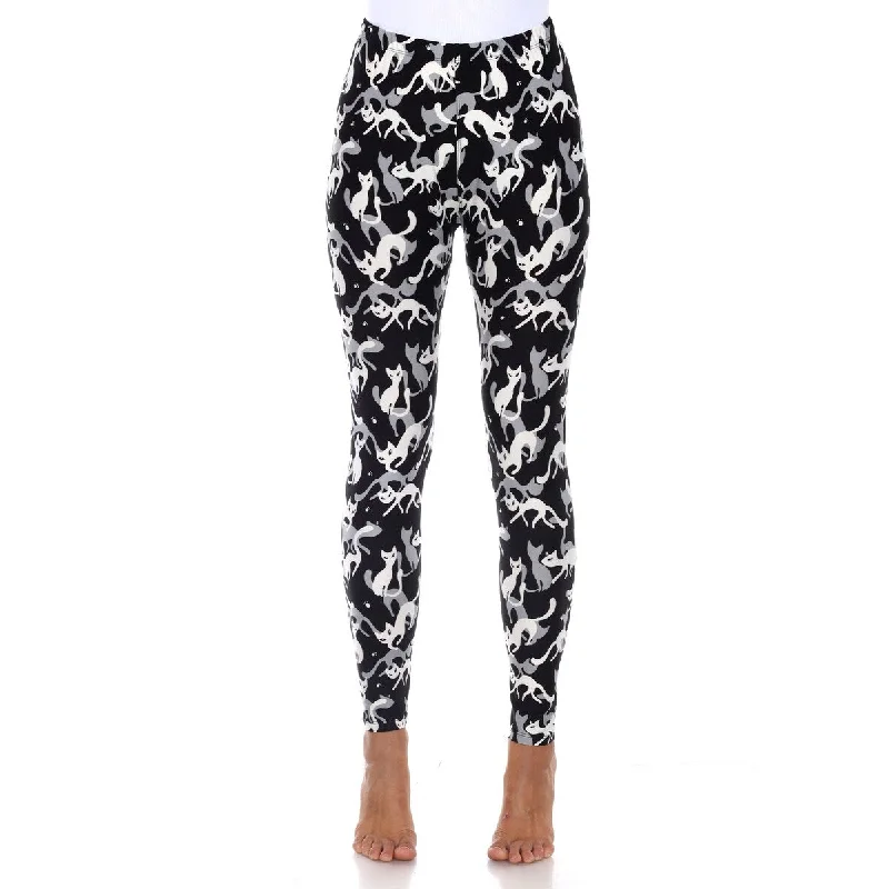 White Mark Womens Cat Print Stretch Leggings