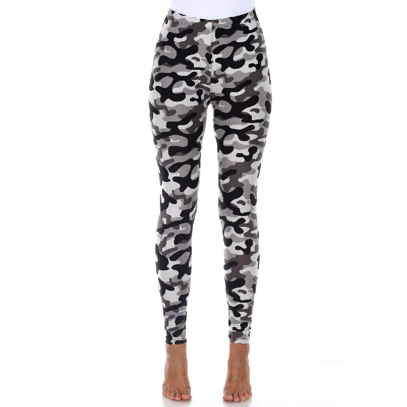 White Mark Women's Super Soft Camo Printed Leggings