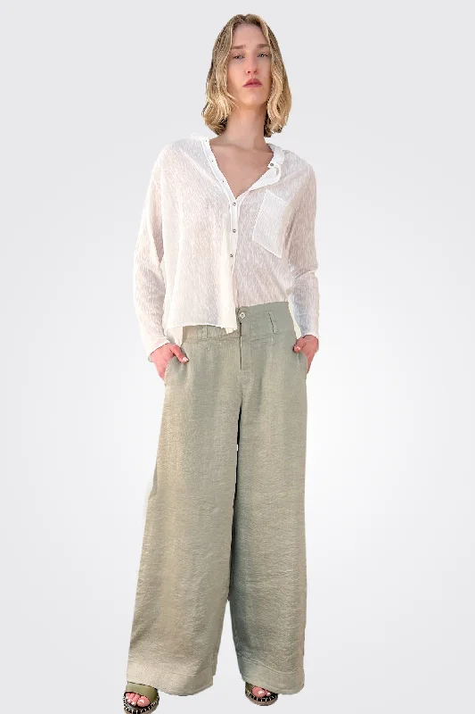 Wide Leg Trousers - Green Water