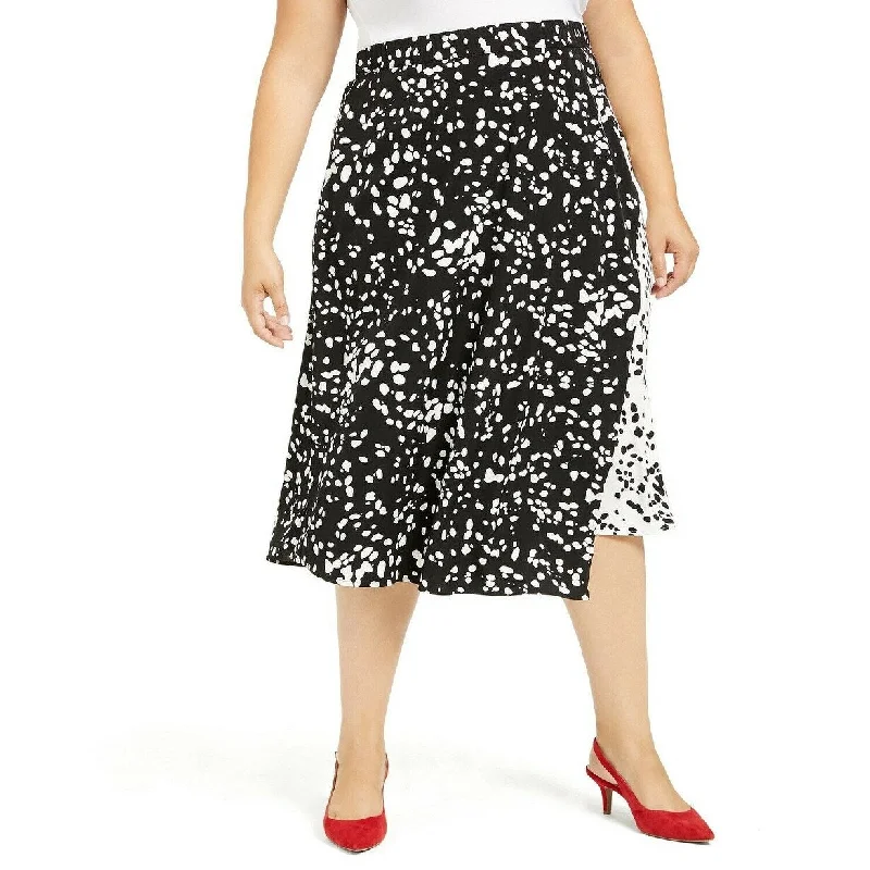 Alfani Women's Printed Midi Skirt Black Size 10