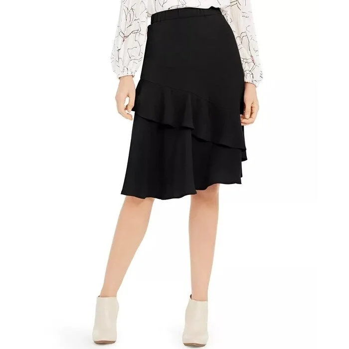 Alfani Women's Tiered Ruffled Skirt Black Size 10 P - 10 Petite