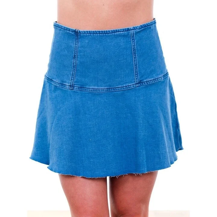 Free People Women's Highlands Denim Skirt Navy Size 8