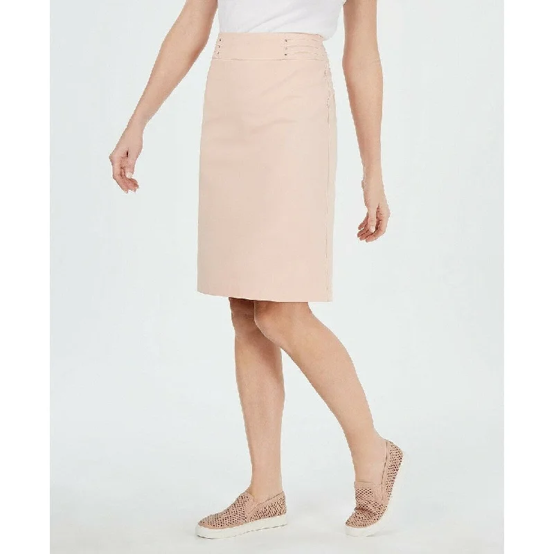 Jm Collection Rivet-Waist A-Line Skirt Casabella Size Large - Ligth Pink