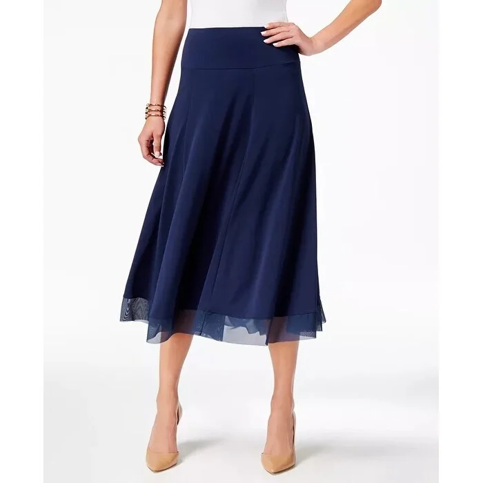 JM Collection Women's Mesh Hem A Line Skirt Blue Size XX-Large