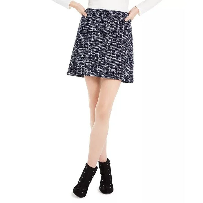 Maison Jules Women's Plaid A-Line Mini Skirt Navy Size 4