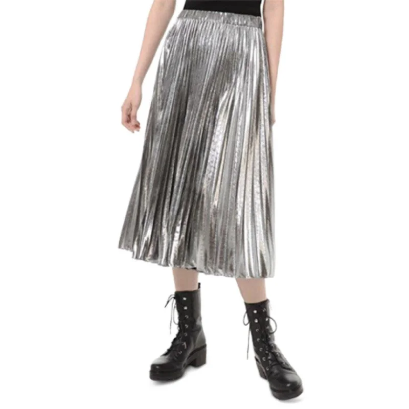 Michael Kors Women's Metallic Pleated Skirt Silver Size Extra Large - X-Large