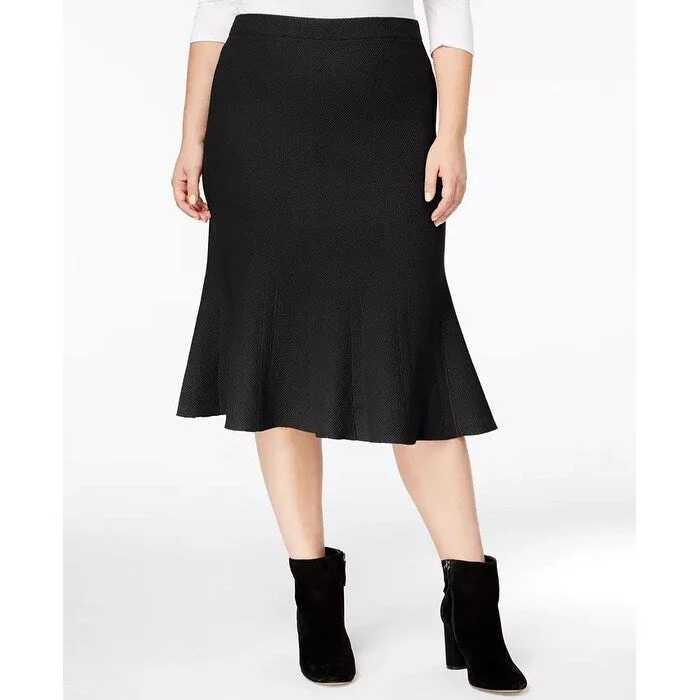 Rachel Rachel Roy Curvy Women's Trendy Plus Size Fit & Flare Skirt Black Size 1X