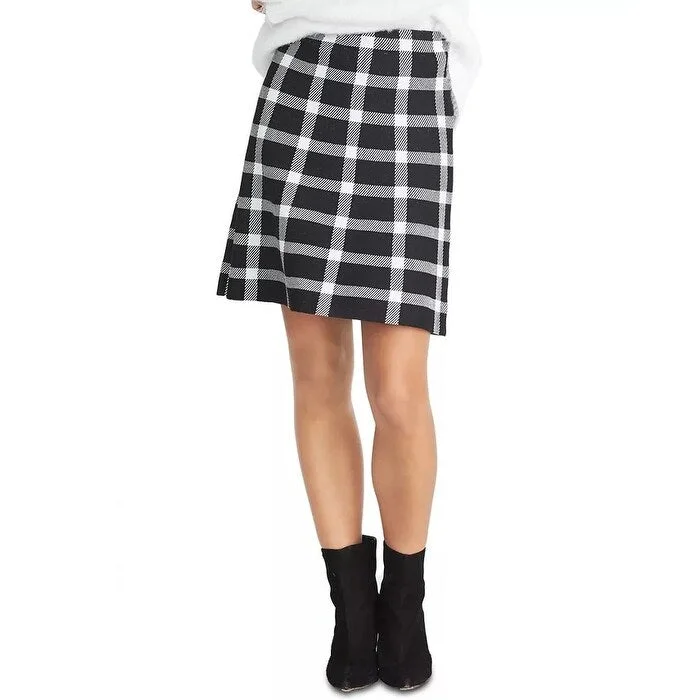 Rachel Roy Women's Brooks Plaid Sweater Skirt Black Size Large