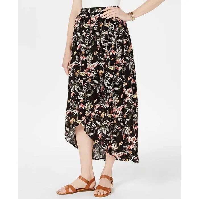 Style & Co Women's Printed High Low Skirt Black Size Small