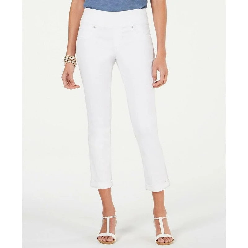 Style & Co Women's Pull On Boyfriend Jeans White Size Medium